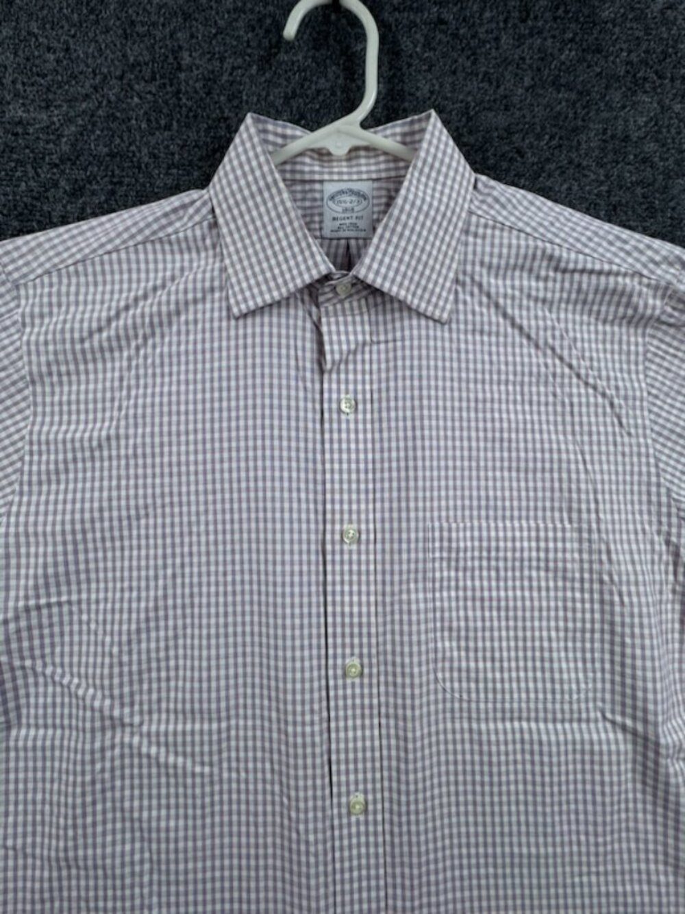 Brooks Brothers 15.5 2/3 Check Cotton Regent Non-Iron Purple Button Up Shirt Men